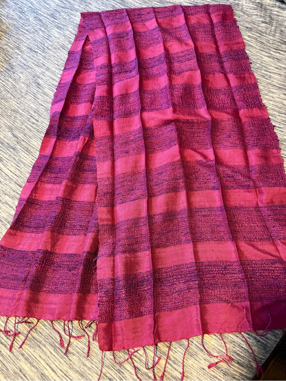 Striped Pink and Purple Thai Silk Scarf